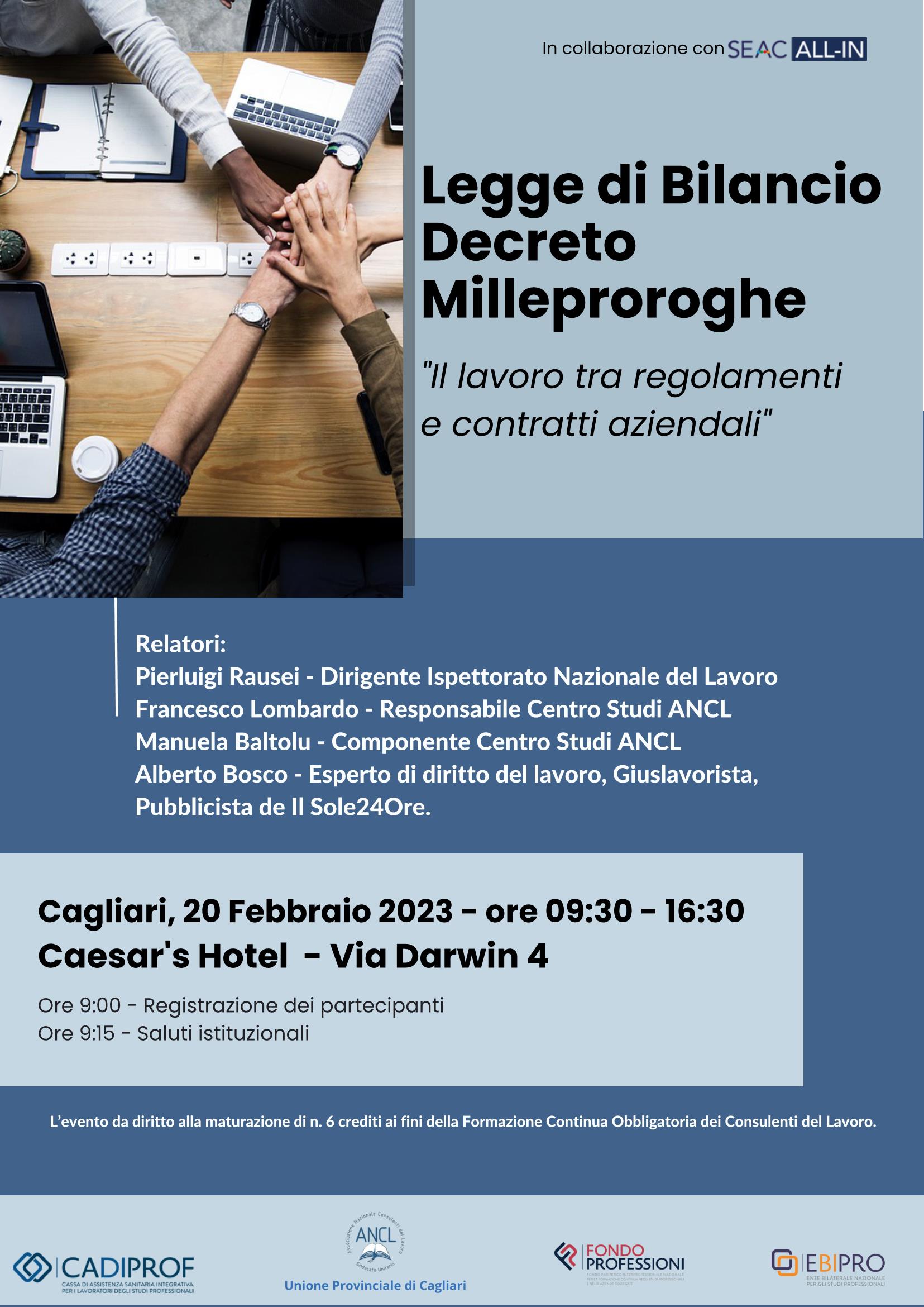 LEGGE DI BILANCIO - DECRETO MILLE PROROGHE - Il lavoro tra regolamenti e contratti aziendali 